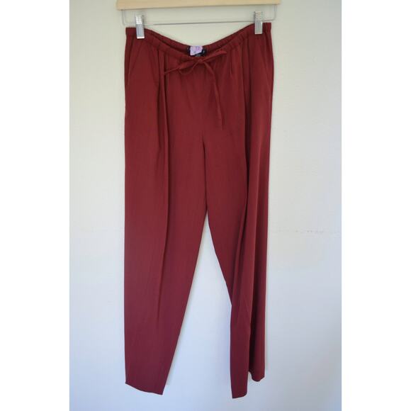 Theory Straight Leg Drawstring Pants Cherry Cola - Picture 3 of 7